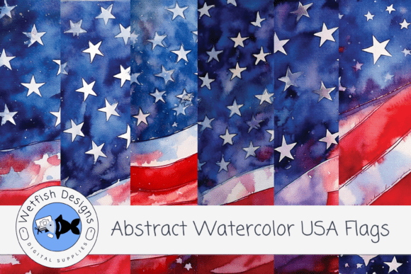Abstract Watercolor American Flags: Artistic Patriotism