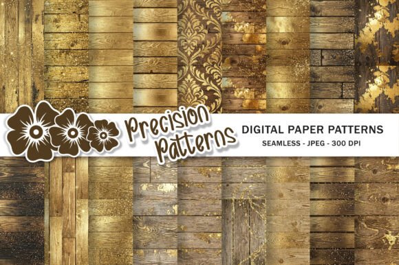 Glitter Gold Metallic Wood Digital Paper: A Designer's Asset