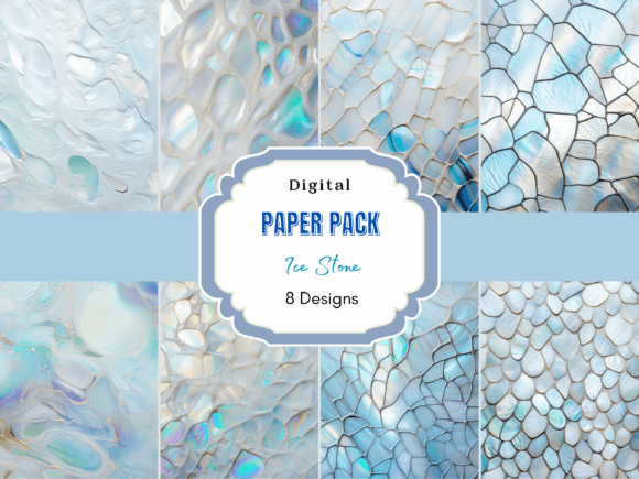 Ice Stone White Opal Digital Paper Pack for Creative Projects