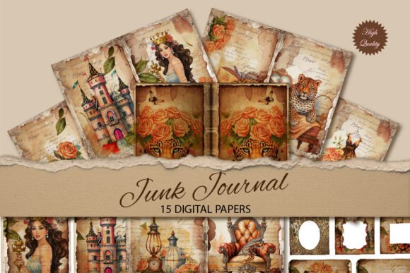 Leopard Watercolor Vintage Junk Journal: A Digital Craft Kit