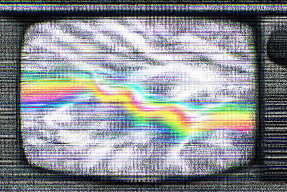 Retro TV Glitch Rainbow Background: A Digital Asset with Vintage Soul