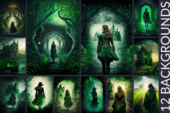 St. Patrick's Day Dark Fantasy Backgrounds for Moody Designs
