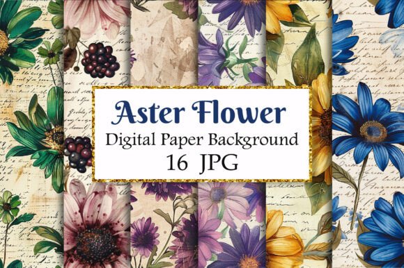 Vintage Aster Digital Papers: A Designer's Go-To Asset